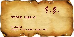 Vrbik Gyula névjegykártya